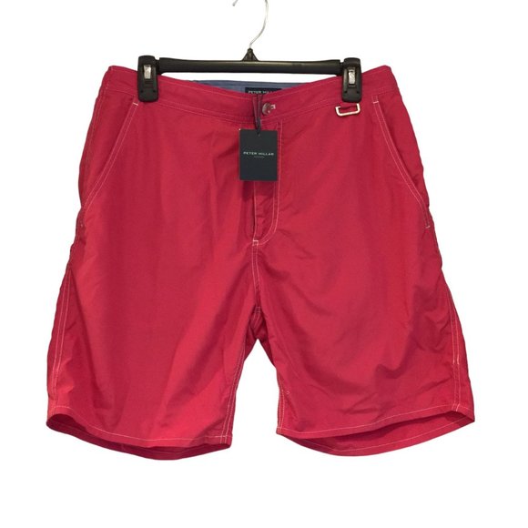 Peter Millar Collection Men's Swim Trunk Size Medium Dusty Red Denim Blue - Picture 1 of 3